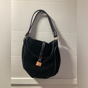 Chaps Black Shoulder Bag with Gold Accent